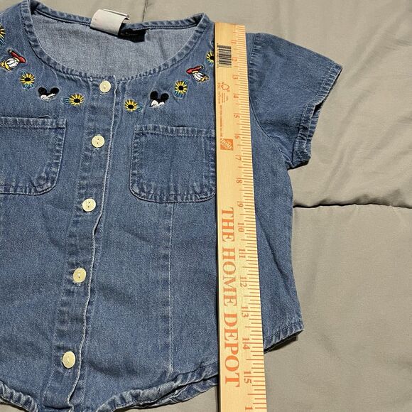 Vintage Disney Mickeys For Kids Embroidered Shirt Chambray Top Girls Medium 8/10 - Picture 10 of 11
